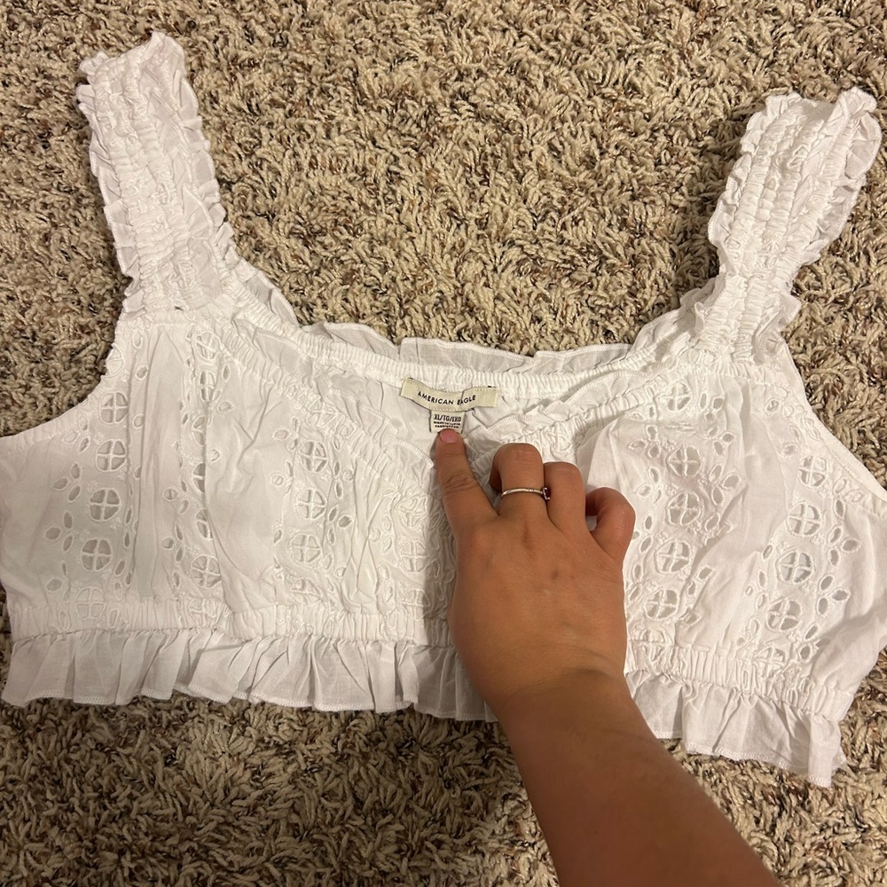 White Eyelet Crop Top